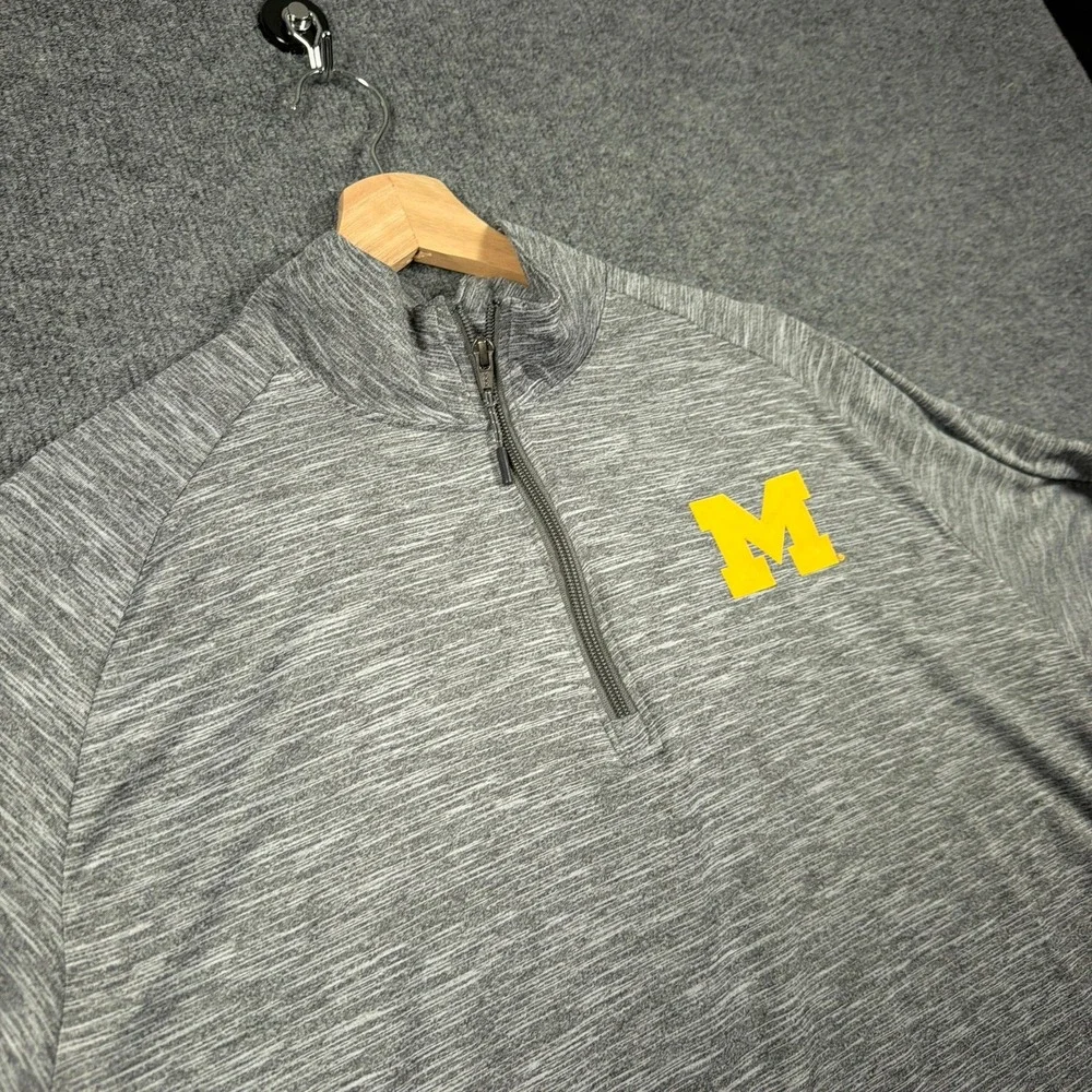 Michigan Wolverines Champion Men 1/4 Zip Pullover Large Gray Quarter